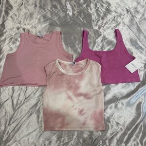 Lot of 3 Pink Tank Crop Tops